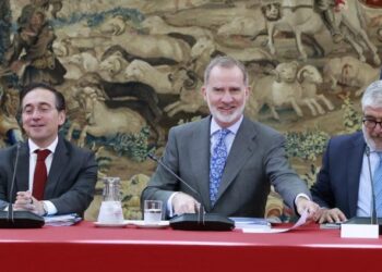 El Rey, Albares, Robles y Cuerpo asisten a la reunión del Patronato del Real Instituto Elcano