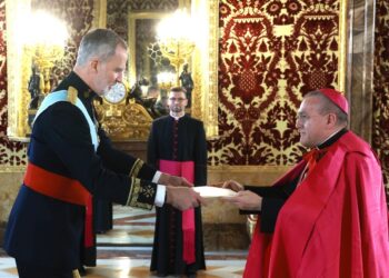 The King receives the Letters of Credence from the Apostolic Nuncio and the Ambassadors of Norway, Luxembourg, Lithuania, Brazil, and Ireland