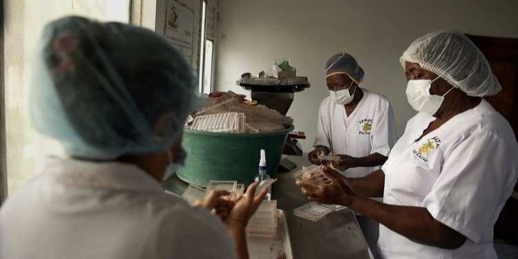 Trabajadores en un laboratorio de cooperación al desarrollo