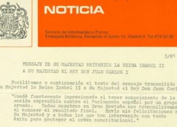 Mensaje de la Reina Isabel II a Juan Carlos I sobre el 23F