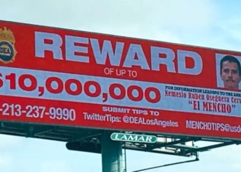 Cartel de recompensa por Nemesio Oseguera Cervantes, alias El Mencho.