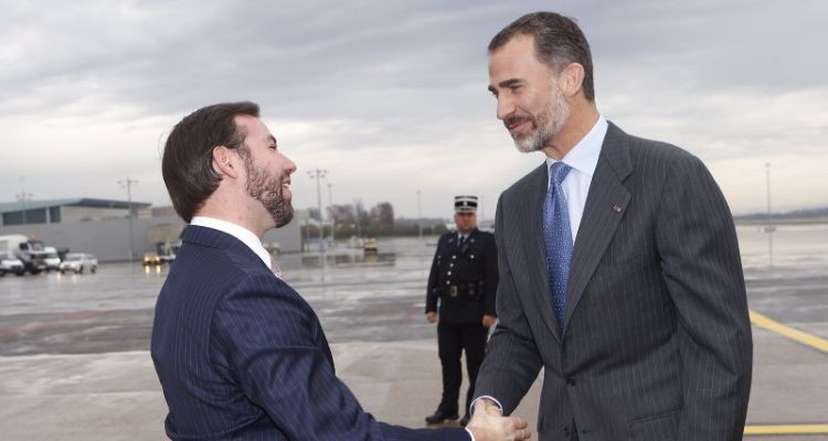 El Gran Duque Guillermo V de Luxemburgo saluda al Rey Felipe VI de España