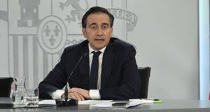 José Manuel Albares durante una rueda de prensa sobre Irán