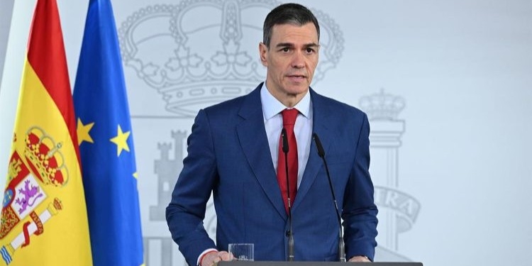 Pedro Sánchez durante una declaración institucional sobre la crisis en Oriente Medio