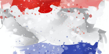Ilustración abstracta con los colores de la bandera de Paraguay