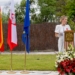 Ceremonia de recepción en la Embajada de Polonia en Madrid con banderas