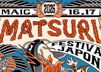 Cartel del Festival Matsuri 2026 en Barcelona con elementos japoneses