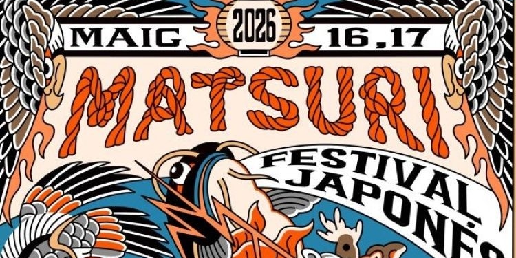Cartel del Festival Matsuri 2026 en Barcelona con elementos japoneses