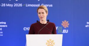 Kaja Kallas durante la reunión informal de ministros de la UE en Chipre