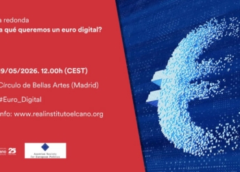 Cartel de la mesa redonda sobre el euro digital en Madrid