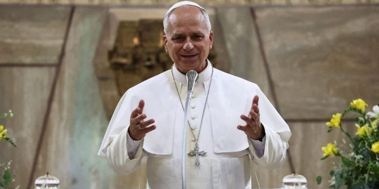 Retrato del Papa León XIV durante un evento en el Vaticano