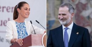 Claudia Sheinbaum y Rey Felipe VI durante una conferencia de prensa