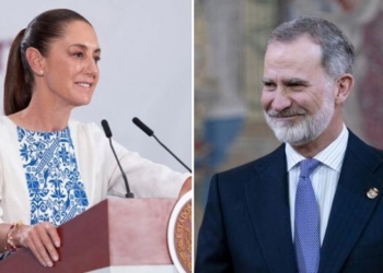 Claudia Sheinbaum y Rey Felipe VI durante una conferencia de prensa