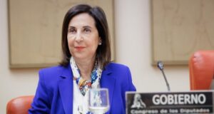 Margarita Robles durante su intervención en el Congreso de España
