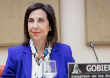 Margarita Robles durante su intervención en el Congreso de España