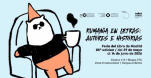 Cartel de Rumanía en la Feria del Libro de Madrid 2026