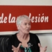Alicia Armesto hablando durante una entrevista en Madrid sobre su detención en Libia.