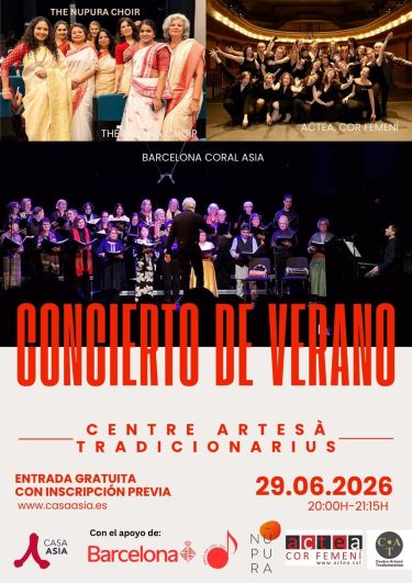 Cartel del concierto de verano en Casa Asia con coros diversos
