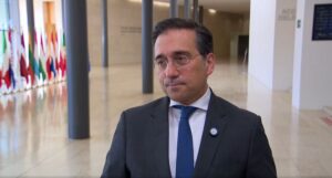 José Manuel Albares durante una declaración sobre el acuerdo entre EEUU e Irán