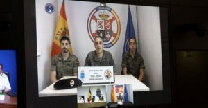 Videoconferencia del contingente español en Letonia sobre drones