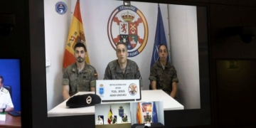 Videoconferencia del contingente español en Letonia sobre drones