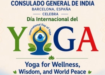 Cartel del Día Internacional del Yoga en Barcelona