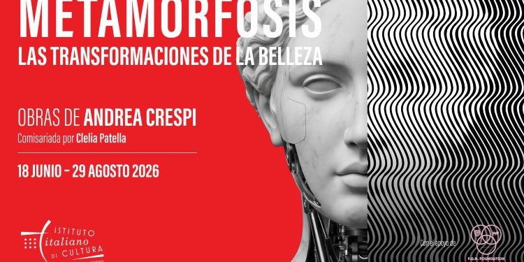 Cartel de la exposición Metamorfosis de Andrea Crespi en el Instituto Italiano de Cultura de Madrid