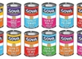 Latas de sopa Goya con diferentes sabores y colores.