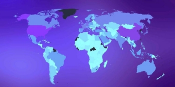 Mapa mundial que muestra la presencia global de países en 2025.