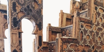 Detalle del minbar de la mezquita Kutubiyya en Marrakech