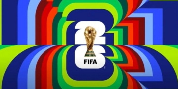 Logo del Mundial de Fútbol 2026 con colores vibrantes y trofeo