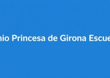 Logo del Premio Princesa de Girona Escuela del Año en fondo azul