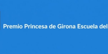 Logo del Premio Princesa de Girona Escuela del Año en fondo azul