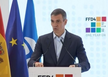 Pedro Sánchez durante la inauguración de la sede de ONU Turismo en Madrid