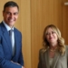 Pedro Sánchez y Giorgia Meloni durante su reunión en Bruselas