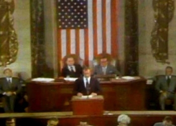 Juan Carlos I dando un discurso ante el Congreso de EEUU en 1976.