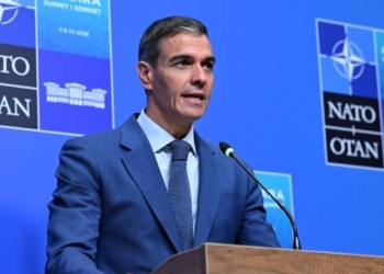 Pedro Sánchez durante la rueda de prensa en la Cumbre de la OTAN en Ankara.