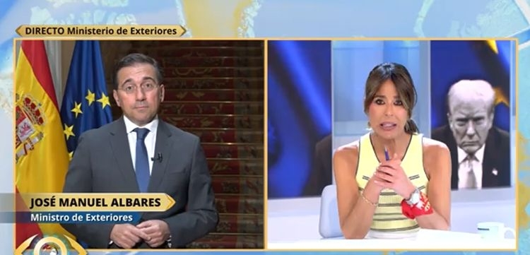 José Manuel Albares durante una entrevista en Telecinco sobre Trump y España