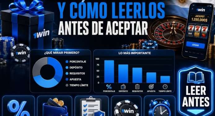 Infografía sobre bonos en Argentina para 1win y cómo leerlos