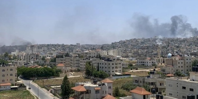 Vista de la aldea de Tell en Cisjordania tras un ataque violento