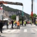 Demolición de la verja en La Línea de la Concepción con trabajadores y maquinaria
