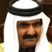 Retrato del Jeque Hamad Bin Khalifa Al Thani en una reunión oficial