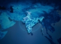 Mapa de India con un diseño moderno y tecnológico