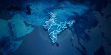 Mapa de India con un diseño moderno y tecnológico