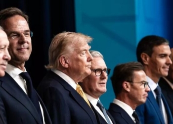 Reunión de líderes en la Cumbre de la OTAN en Ankara, incluyendo a Sánchez y Trump.