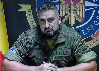 Teniente coronel Toledo durante videoconferencia sobre operaciones en Turquía e Irak