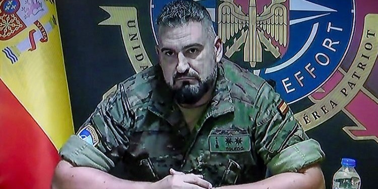 Teniente coronel Toledo durante videoconferencia sobre operaciones en Turquía e Irak