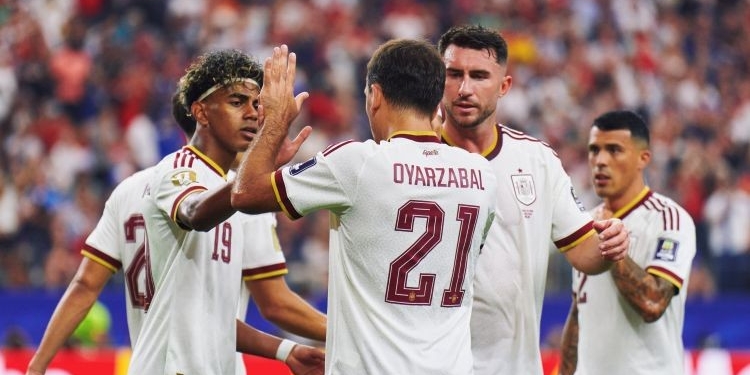 Jugadores de la selección española celebrando un gol en el Mundial 2026