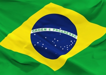 Bandera de Brasil onde se observa el verde y amarillo con el escudo