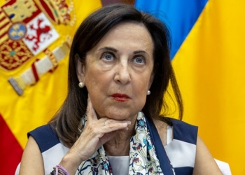 Margarita Robles durante la videoconferencia sobre defensa de Ucrania